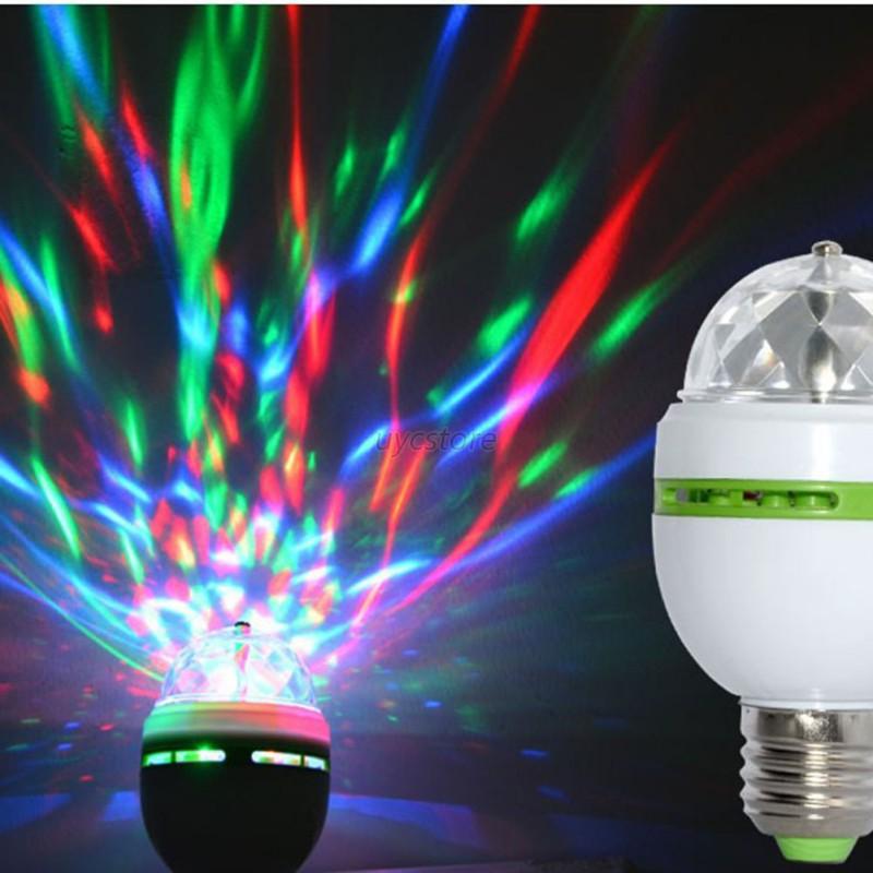 E27 3W RGB Crystal Ball Rotating LED Stage Light Bulbs Disco Party Bulb